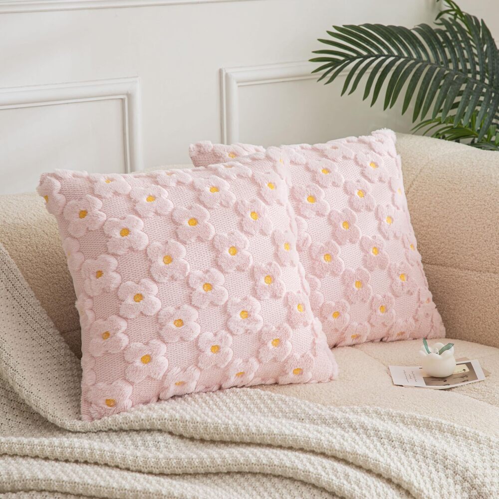 6948 Set of 2 Floral Decorative Throw Pillow Covers for Farmhouse, Spring